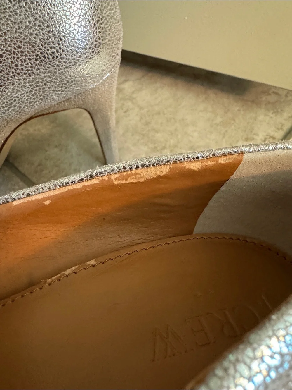 J. Crew Factory Silver Pointed-Toe Stiletto Pumps
